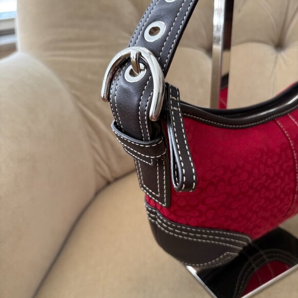 VTG Auth COACH Iconic Soho 2154 MINI Jacquard Canvas Hobo Baguette Bag - Picture 5 of 10